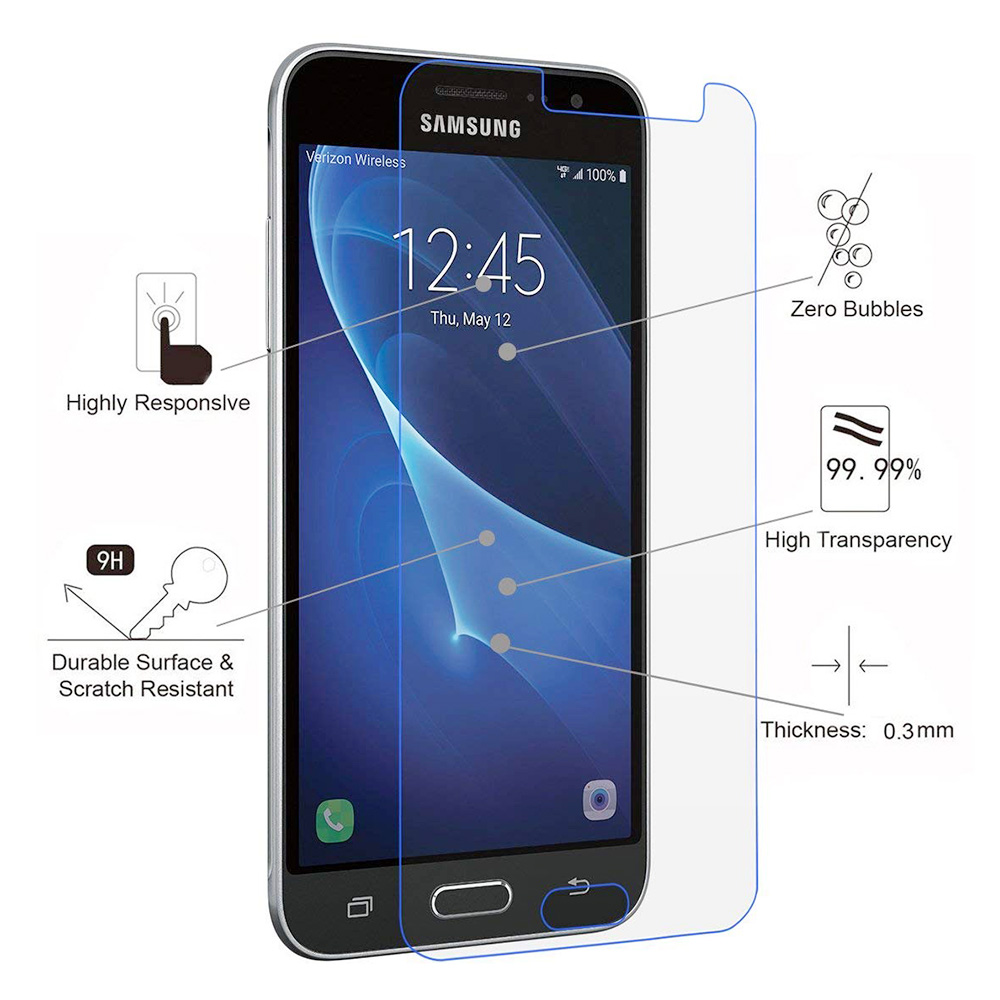 Thin HD Clear Tempered Glass Anti-scratch Anti-fingerprint Skin Cover for Samsung Galaxy J3 2016
