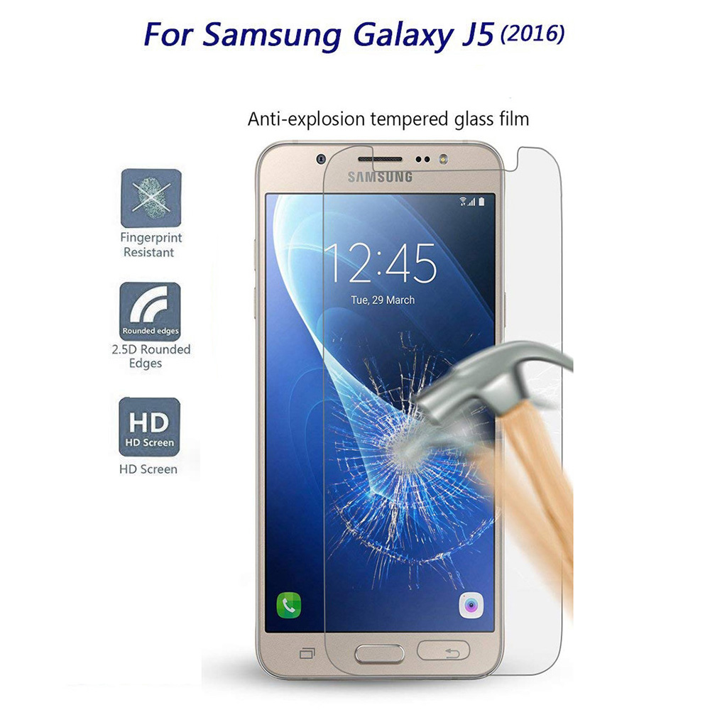 Thin 2.5D Edge 9H Hardness Anti Scratch Tempered Glass Screen Protector for Samsung Galaxy J5 2016