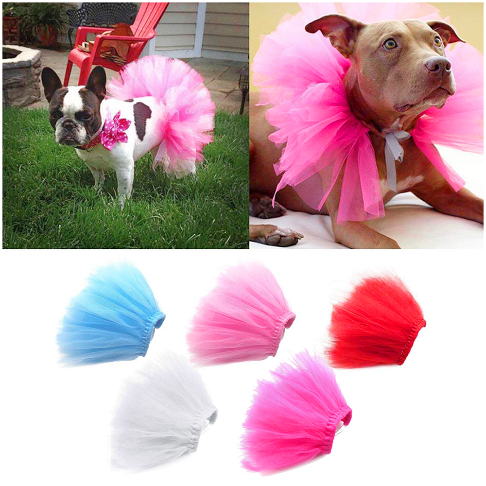 Size S Pet Dog Puppy Princess Lace Tutu Dress Mesh Skirt Clothes - Pink