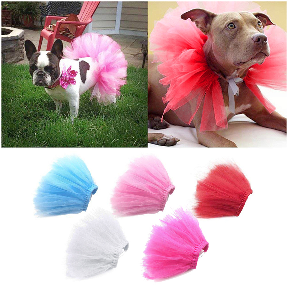 Size M Pet Princess Party Tutu Dress Small Dog Puppy Lace Mesh Skirt Apparel Clothes - Red