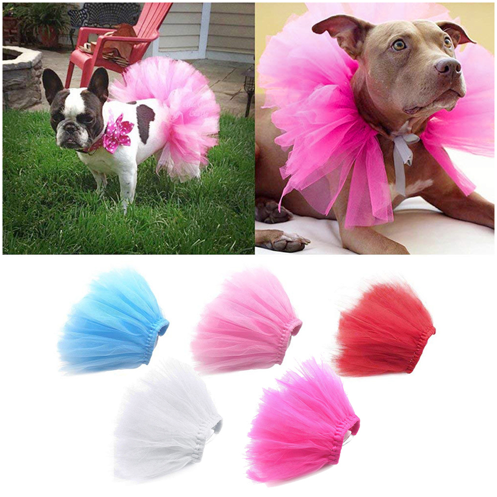 Size M Pet Princess Party Tutu Dress Small Dog Puppy Lace Mesh Skirt Apparel Clothes - Rose Red
