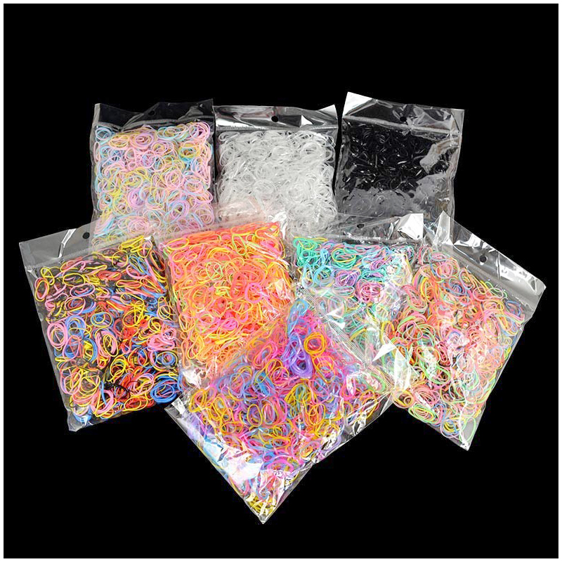 1000Pcs/Bag Disposable Elastics Hair Bands Girls TPU Rubber Ponytail Holder Band - Color 1