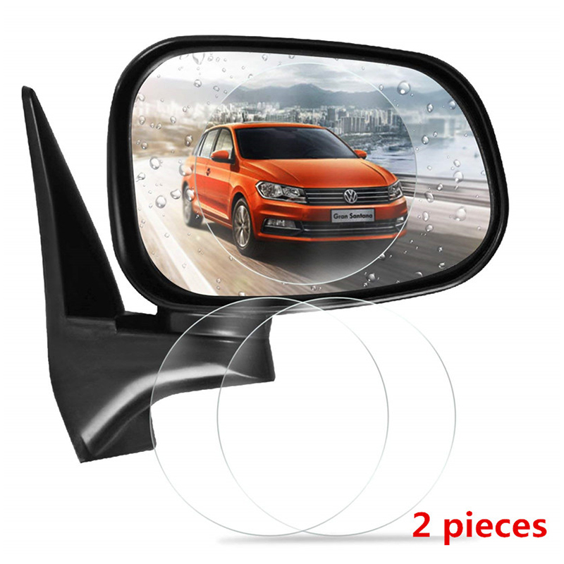 2pcs Round Car Rearview Mirror Protective Sticker Window Anti-fog Waterproof Shield Film
