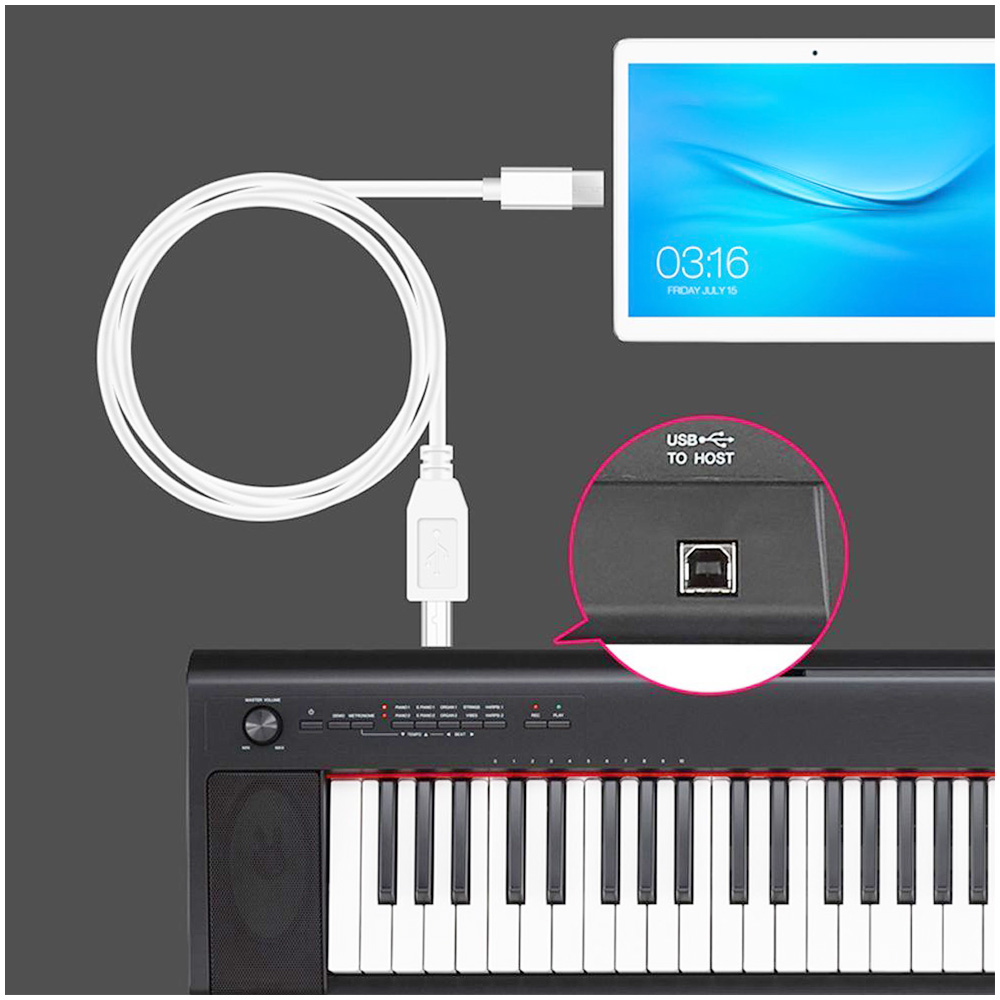 Android Micro USB to Standard B Type Cable Audio Connection Converter for Keyboard Electronic Piano