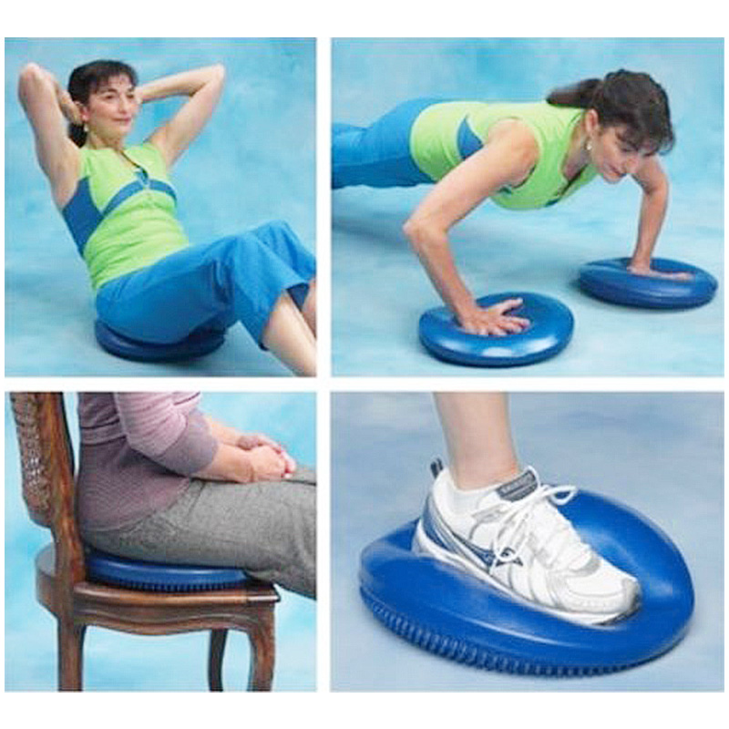 Yoga Exercise Balance Board Disc Gym Stability Air Cushion Massage Pad with Hand Pump - Blue