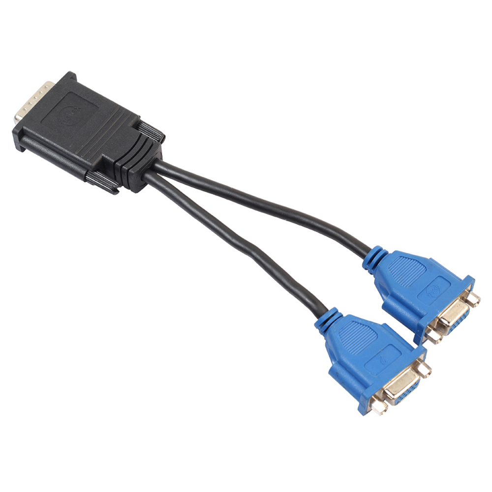 DMS-59 DVI Male to 2-Port VGA Female Video Y Splitter Cable Adapter