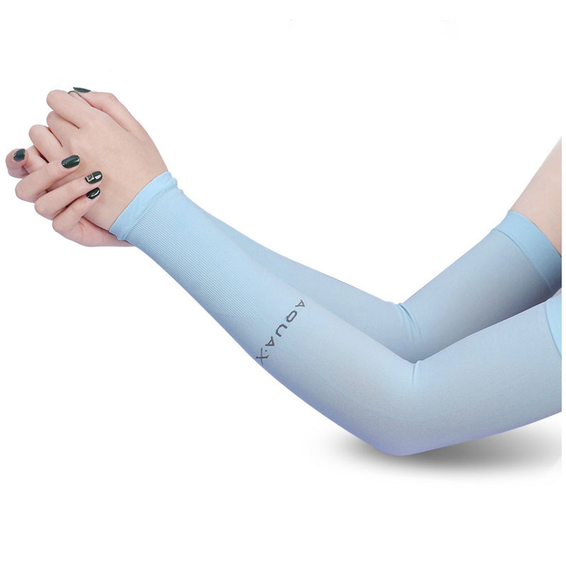 1 Pair Cooling Warmer UV Sun Protection Arm Sleeves Cover for Outdoor Sports - Blue
