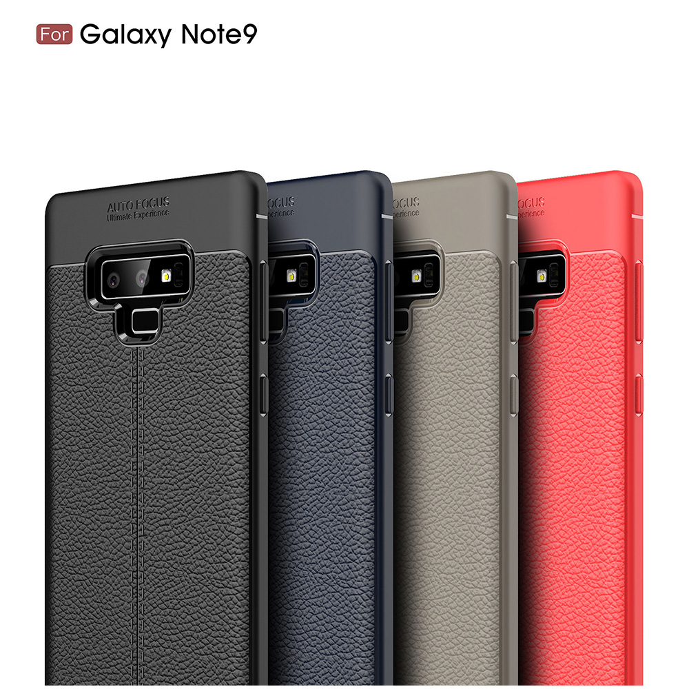 Anti-slip Litchi Grain Texture Soft TPU Rubber Case Back Cover for Samsung Note 9 - Black