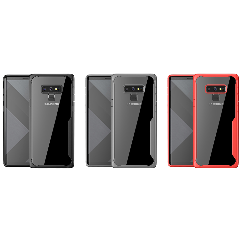 Slim Clear Hard PC Soft TPU Bumper Case Back Cover for Samsung Note 9 - Black
