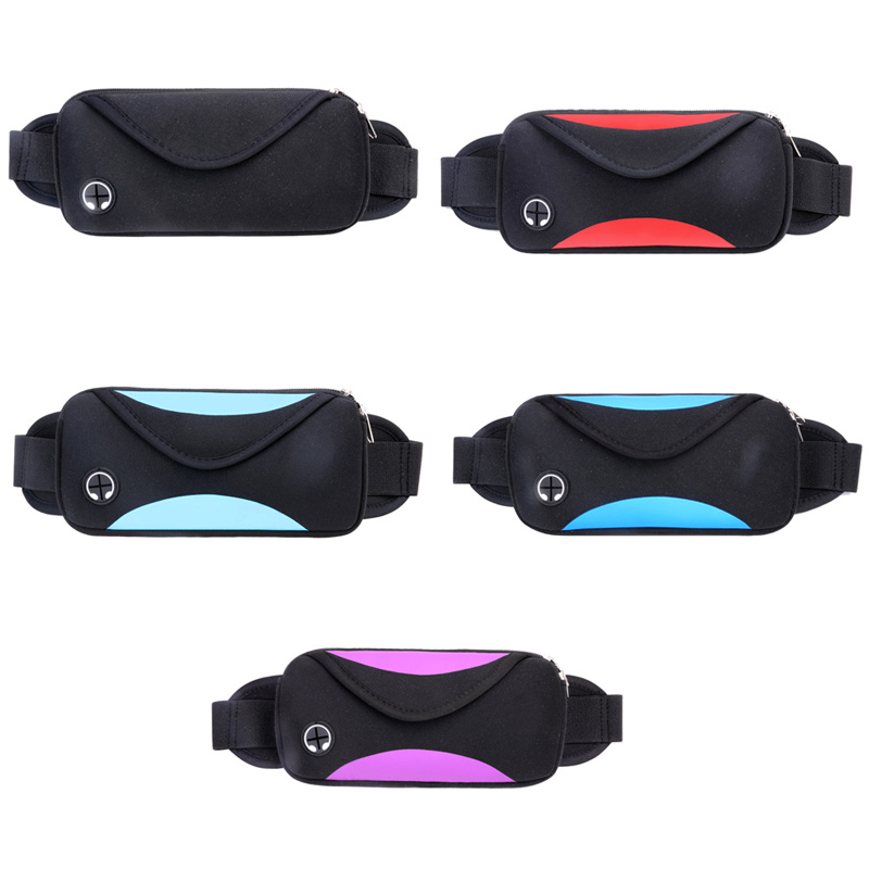 Unisex Sports Waist Bag Waterproof Outdoor Phone Wallet Holder Pouch for Running Cycling - Black