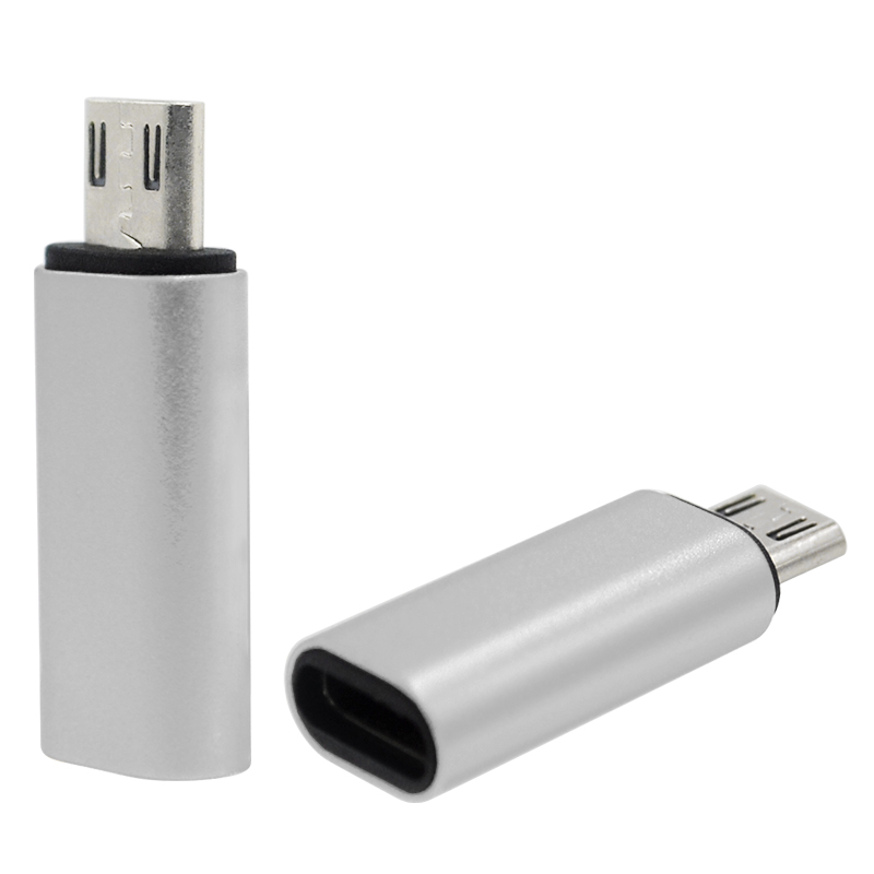 Type-C USB-C Female to Micro USB Male Adapter Converter Connector - Silver