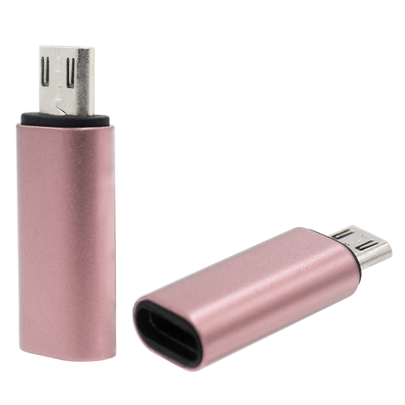 Type-C USB-C Female to Micro USB Male Adapter Converter Connector - Rose Golden