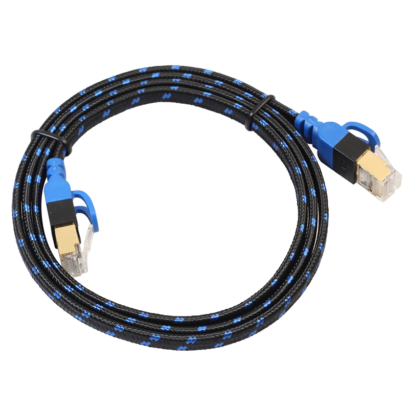 CAT7 Flat UTP Ethernet Network Cable RJ45 Patch LAN Wire Internet Cord - 2M