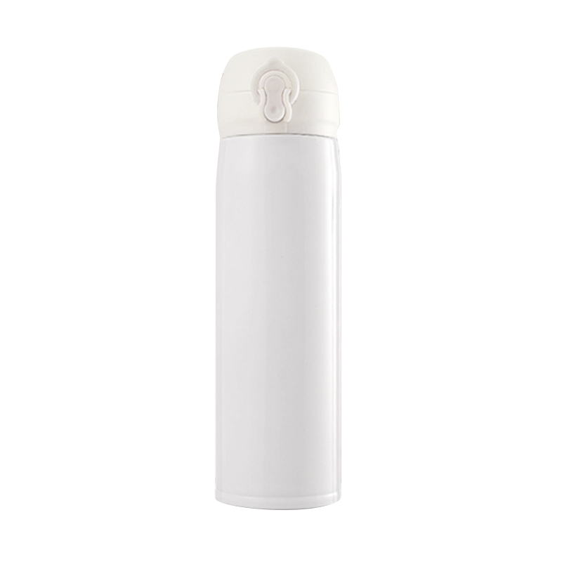 500ML Bounce Switch Water Flask Travel Stainless Steel Vacuum Insulated Bottle - White