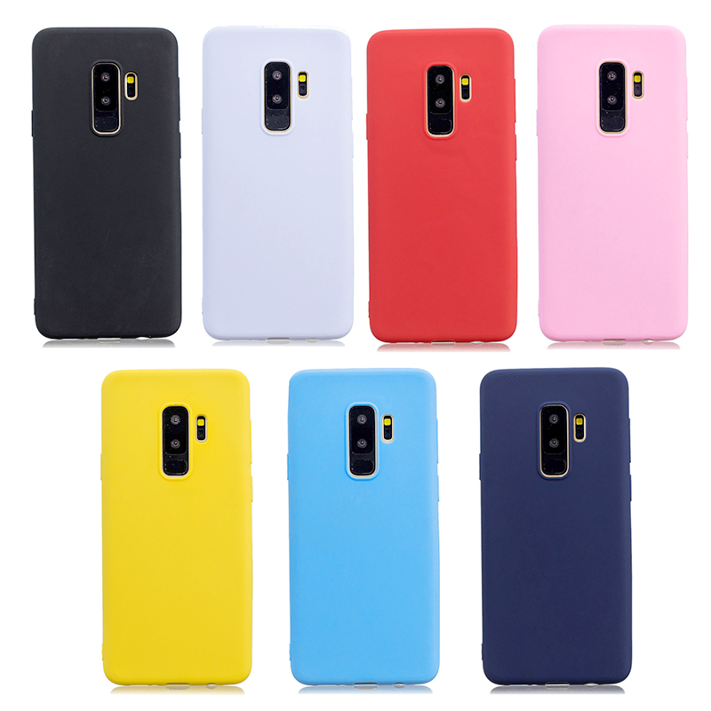 Candy Color TPU Case Slim Soft Gel Rubber Shockproof Back Cover for Samsung S9 Plus - Pink