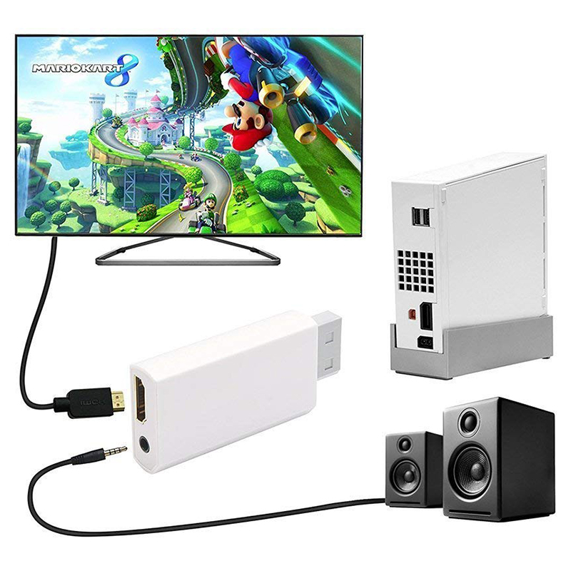 Wii to HDMI Converter Adapter with 3.5mm Audio Video Output Supports All Wii Display Modes