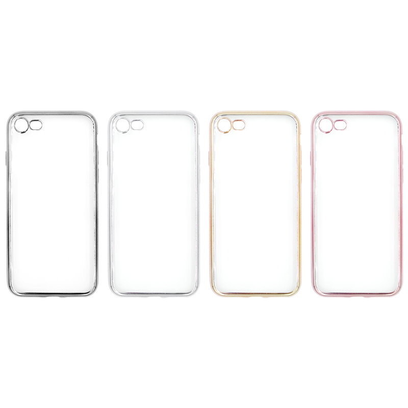 Crystal Shockproof Clear Soft TPU Gel Back Cover Case for iPhone 7 - Gold