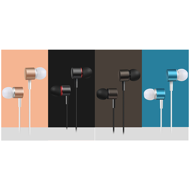 KDK-206 3.5mm Metal In-Ear Earphone Stereo Wired Earbuds Headset Headphone with Microphone - Brown