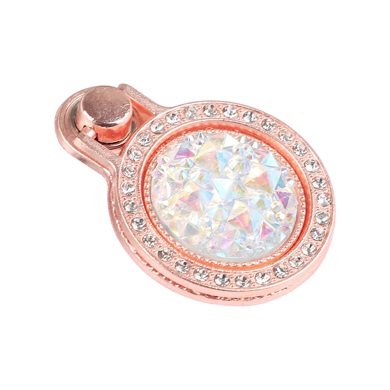 Fashion Diamond Phone Finger Ring Holder Universal 360 Rotating Stand - Rose Golden