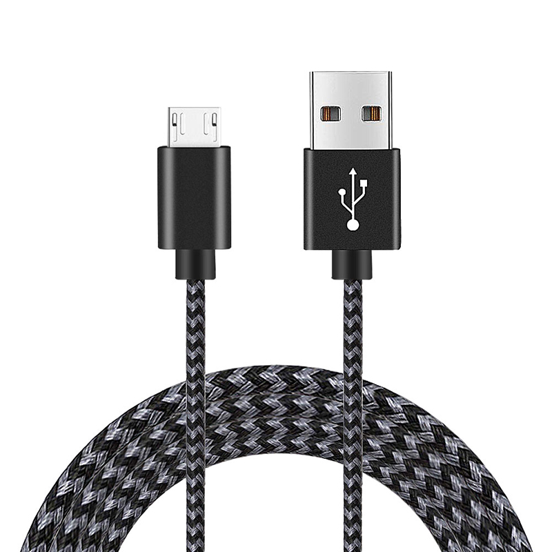 2M Fashion Braided Woven Micro USB Charge Data Cable Cord - Black