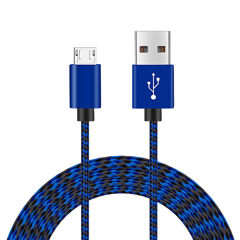 2M Fashion Braided Woven Micro USB Charge Data Cable Cord - Blue
