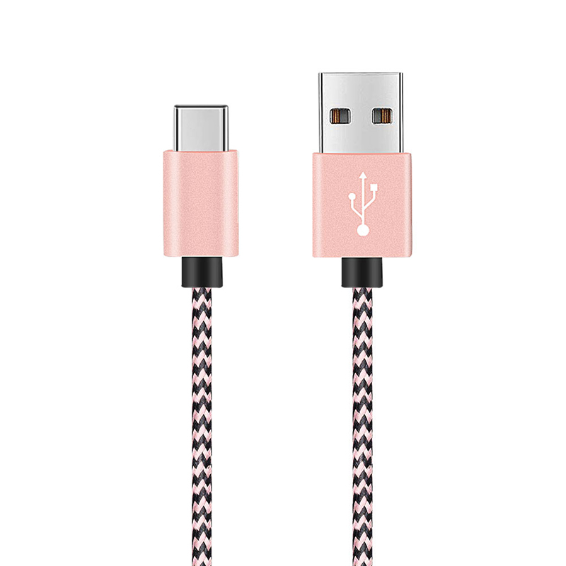 1M High Quality Braided USB 3.1 Type C Charging Cable Cord Data Line - Rose Golden