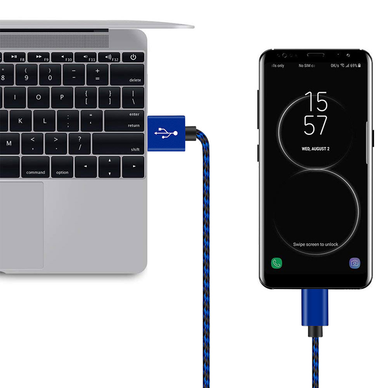 3M High Quality Braided USB 3.1 Type C Charging Cable Cord Data Line - Blue