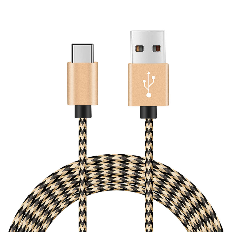 3M High Quality Braided USB 3.1 Type C Charging Cable Cord Data Line - Golden