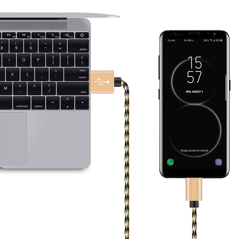 3M High Quality Braided USB 3.1 Type C Charging Cable Cord Data Line - Golden
