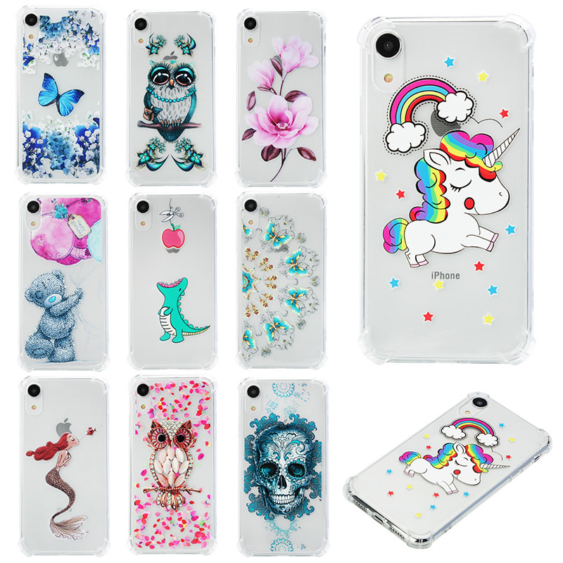 iPhone XR Printing Pattern Soft TPU Silicone Shockproof Case Back Cover - Unicorn