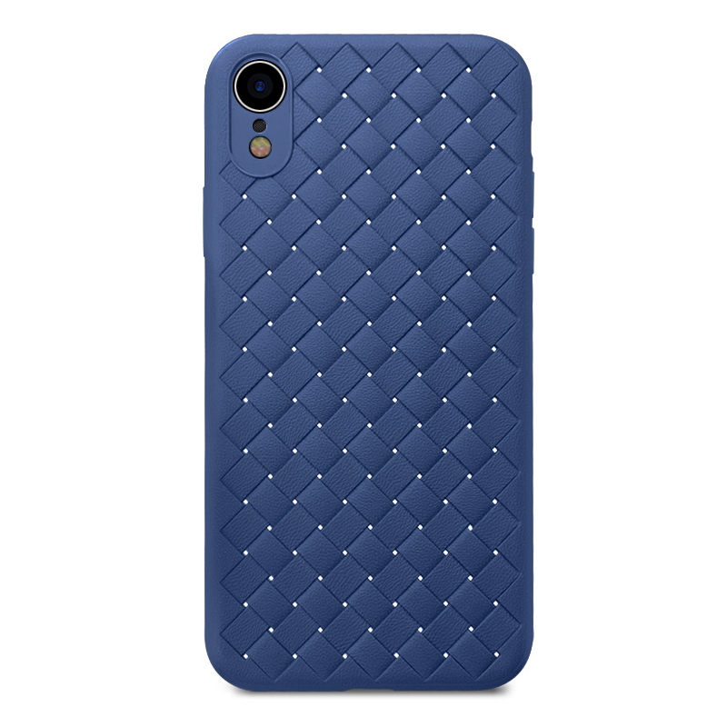 Diamond Woven Texture TPU Case Slim Soft Flexible Rubber Shockproof Back Cover for iPhone XR - Blue