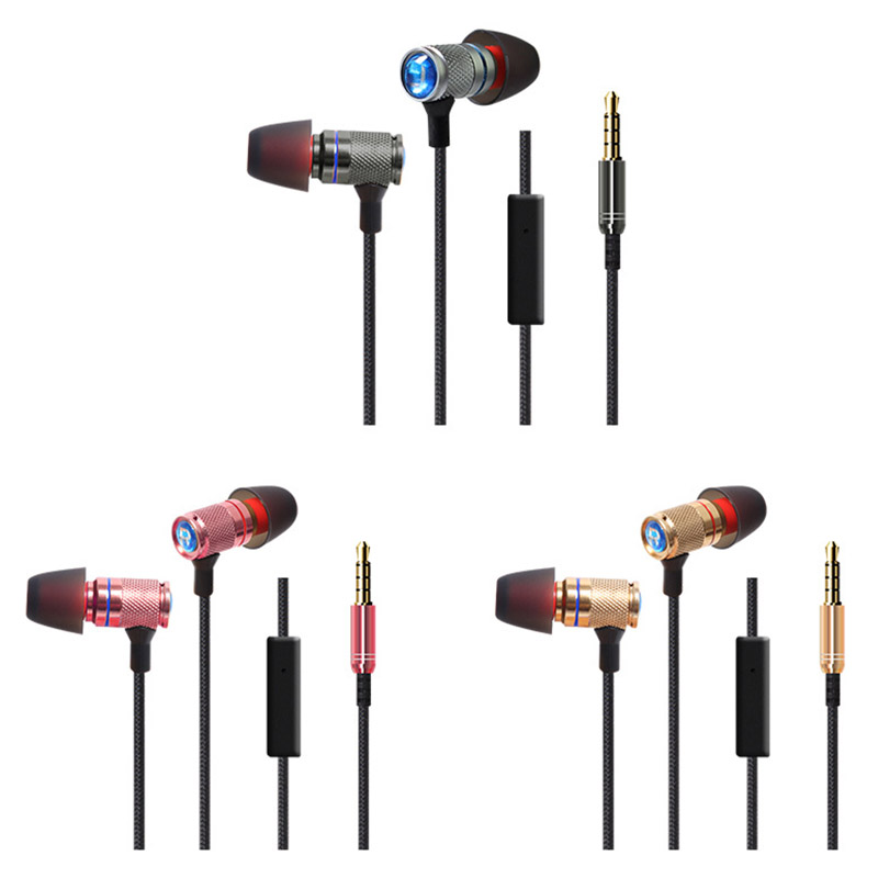 KDK-302 Metal In-Ear Earphone with Mic Stereo Noise Cancelling Earbuds Wired Headphone - Gold