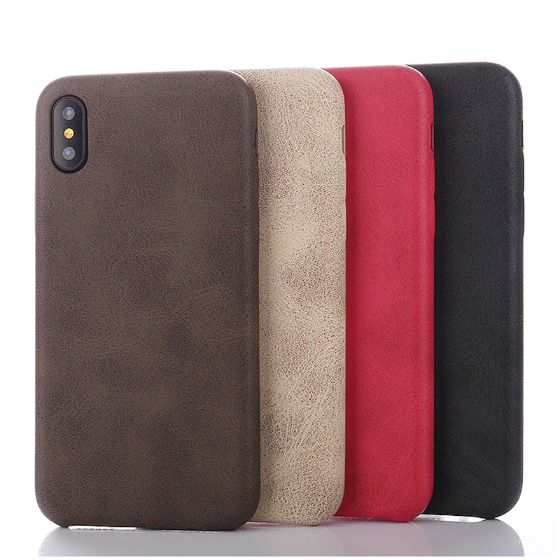 Ultra-Thin Vintage Retro Soft PU Leather Shockproof Case Back Cover for iPhone XS Max - Red
