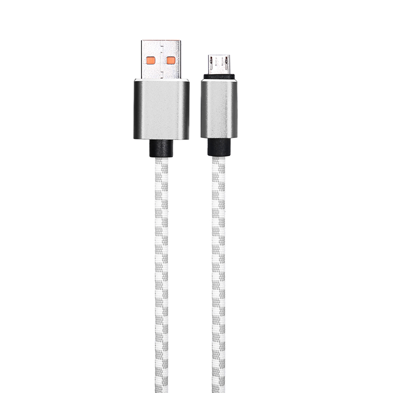 1M Mosaic Braided Micro USB Fast Charge Charging Cable Cord - Grey