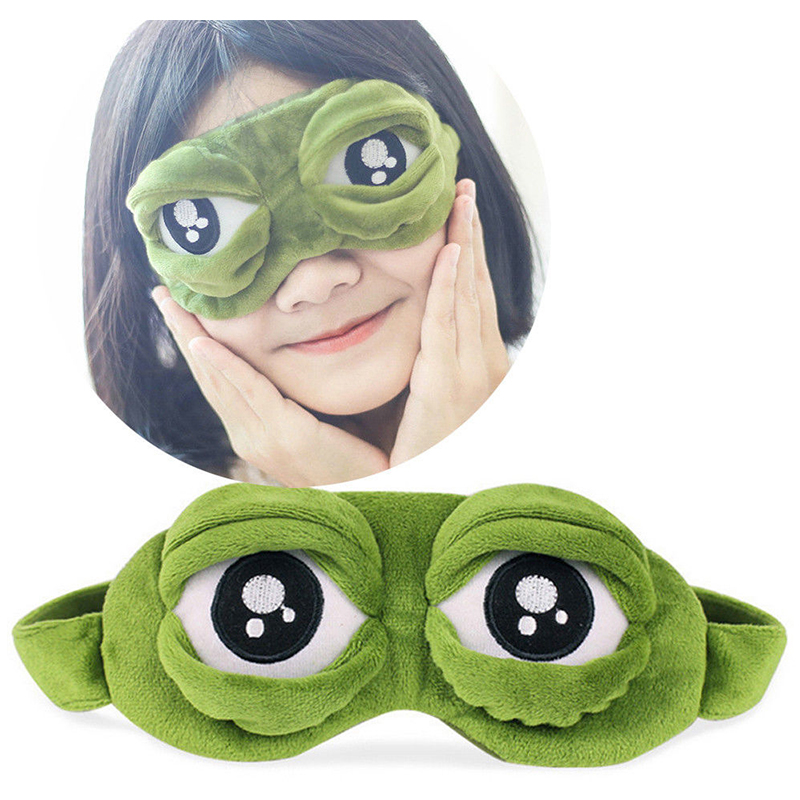 3D Cartoon Sad Frog Eye Cover Sleep Mask Travel Anime Sleeping Rest Eyeshade for Children and Adults