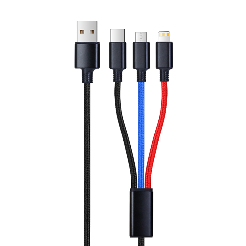 Braided 3in1 Type C 8 pin Micro USB Charge Charging Cable Cord - 1.2M