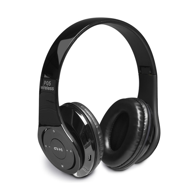 P05 Wireless Bluetooth Headset Adjustable Stereo Headphone Earphone Support FM/TF - Black