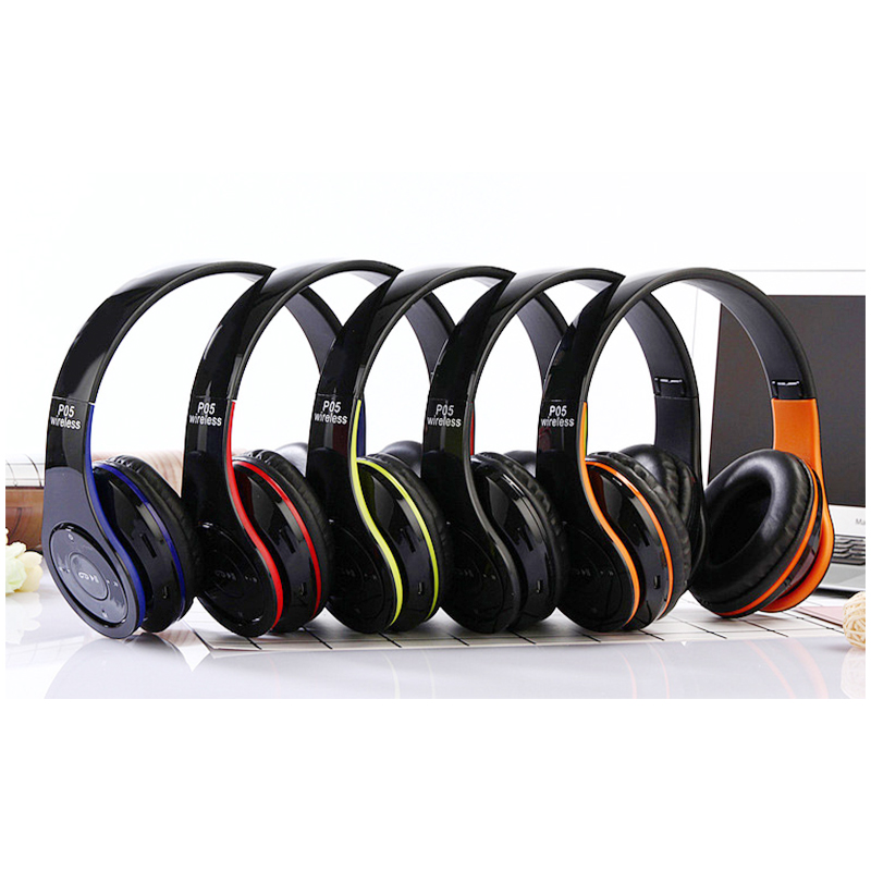 P05 Wireless Bluetooth Headset Adjustable Stereo Headphone Earphone Support FM/TF - Black