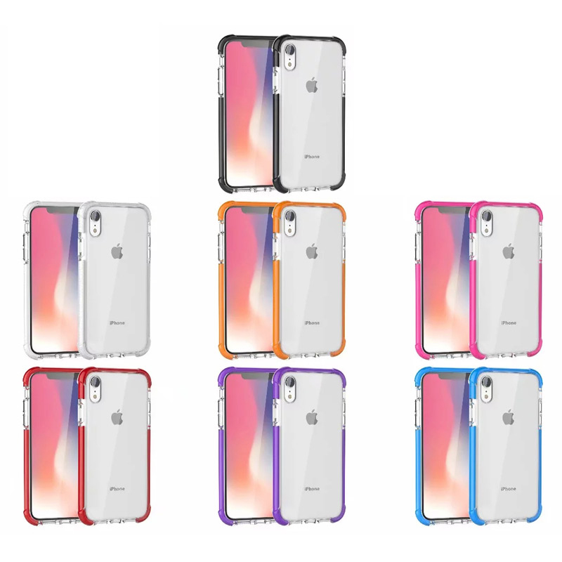 Hybrid Shockproof Clear Soft TPU Case Back Cover with Four Corners Bumper for iPhone XR - White