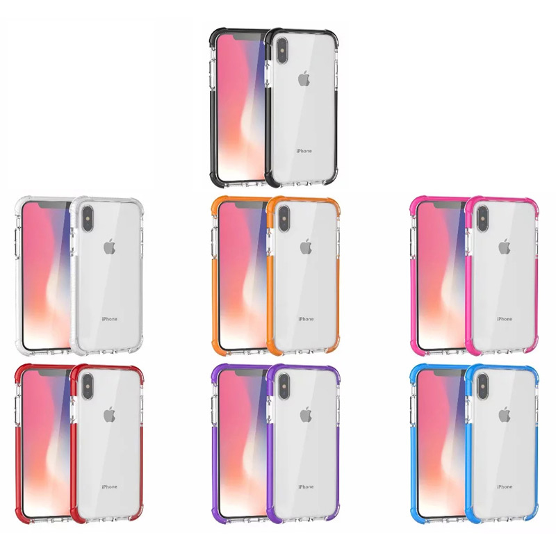 Slim Clear TPU+Acrylic Case Four Corners Bumper Protection Back Cover for iPhone XS Max - Orange