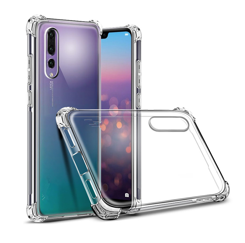 Four Corners Bumper Clear TPU Case Slim Soft Silicone Shockproof Back Cover for Huawei P20 Pro