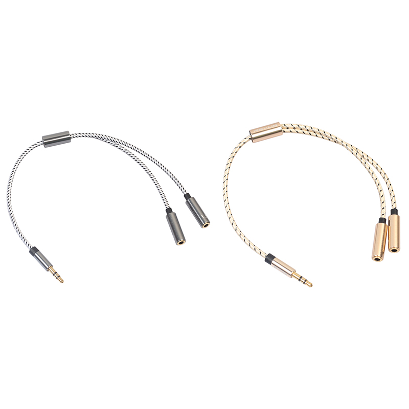 3.5mm Audio Stereo Y Splitter Cable 3.5mm Male to 2-Port 3.5mm Female for Earphone - Golden