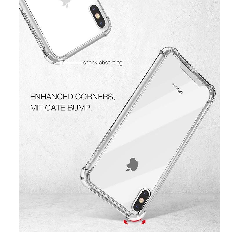 Clear Soft TPU Slim Shockproof Case Back Cover with 4 Corners Protection for iPhone XS Max