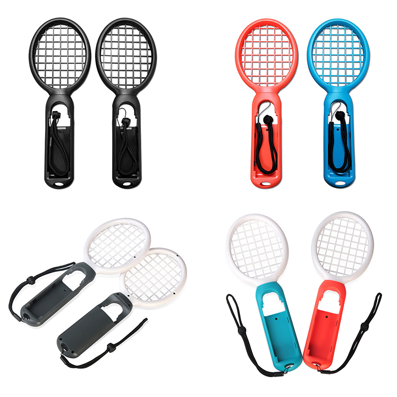 1 Pair Nintend Switch Joy-con ABS Tennis Racket Handle Holder for Nintendo Switch - Red+Blue