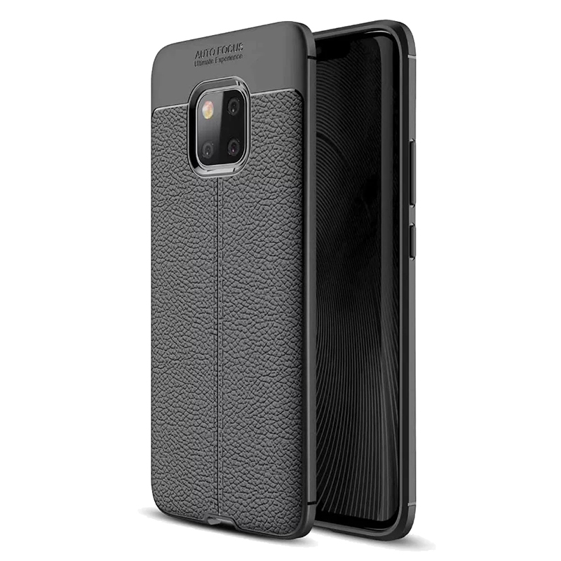 Slim Litchi Texture Shockproof TPU Soft Case Back Cover for Huawei Mate 20 Pro - Black