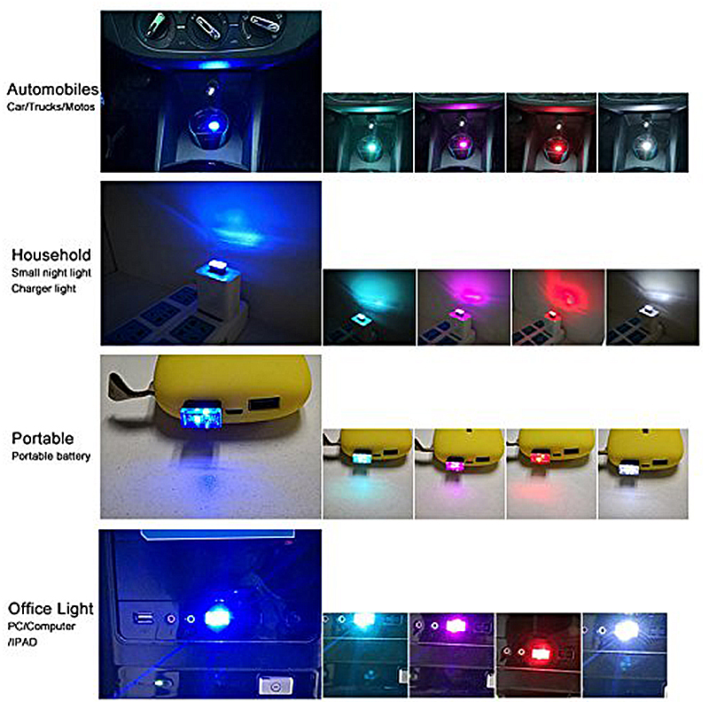 Universal PC Car USB LED Atmosphere Lights Emergency Lighting Decorative Lamp - Ice Blue