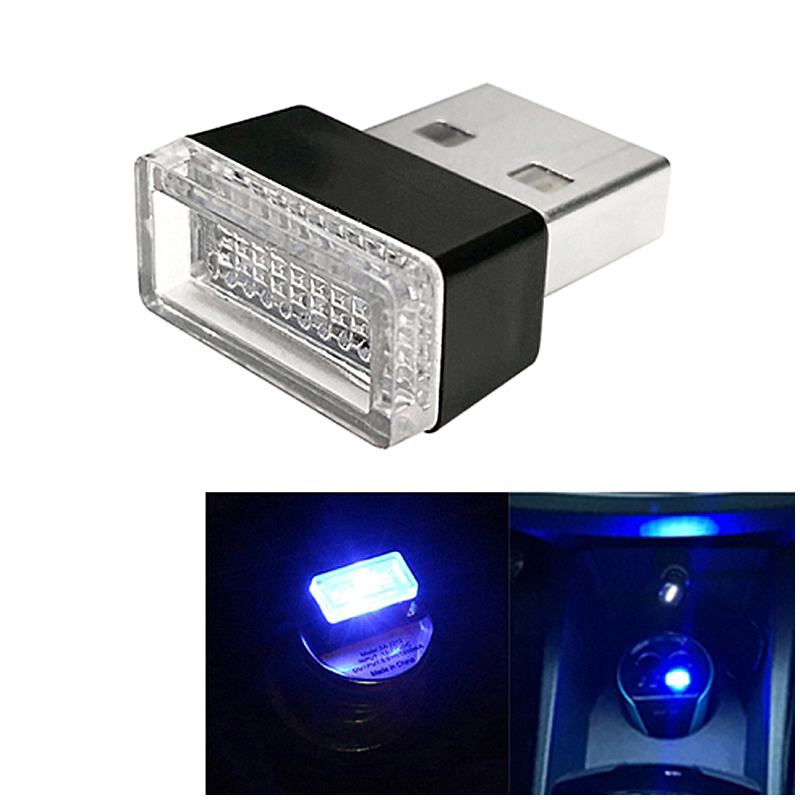Universal PC Car USB LED Atmosphere Lights Emergency Lighting Decorative Lamp - Blue