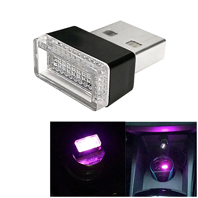Universal PC Car USB LED Atmosphere Lights Emergency Lighting Decorative Lamp - Pink