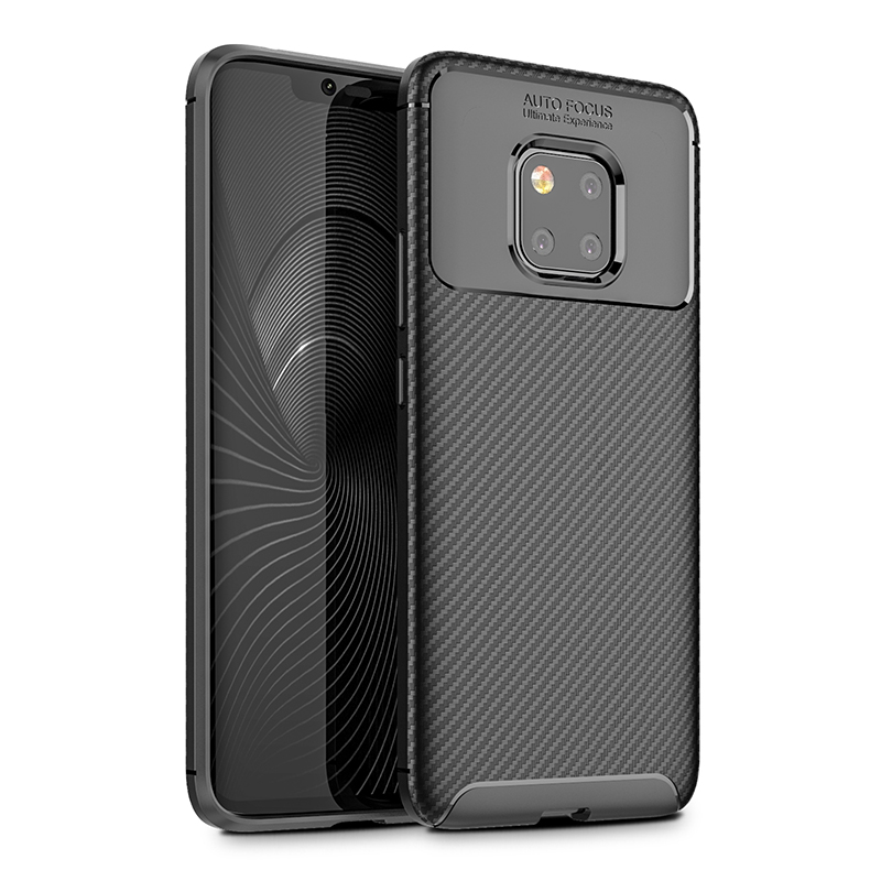 Slim Carbon Fiber TPU Case Anti-Scratch Soft Rubber Shockproof Back Cover for Huawei Mate 20 Pro - Black
