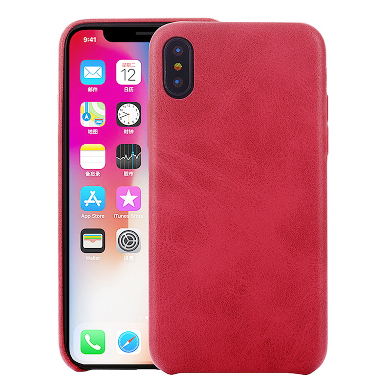 Ultra-Thin Retro PU Leather Soft Bump Shockproof Case Back Cover for iPhone XR - Red